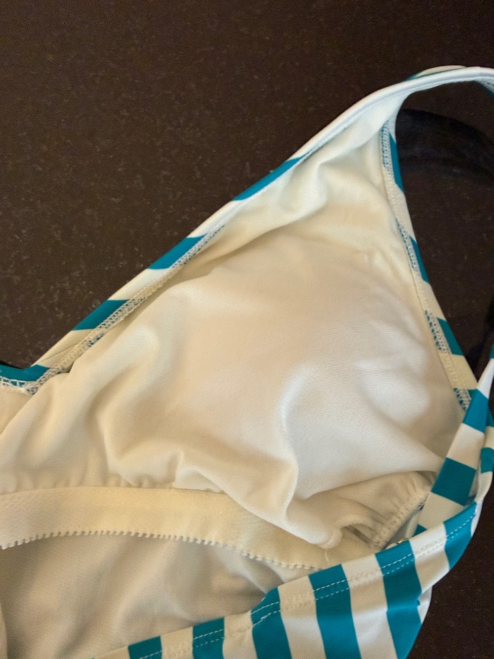 NWT Catalina Turquoise/White Striped Tankini Top w Adjustable Straps Size Large - Picture 8 of 12